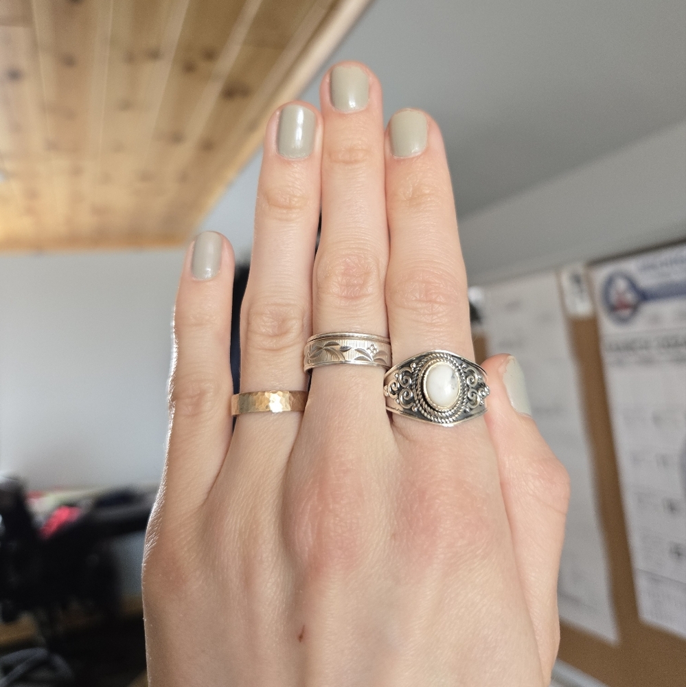 White Buffalo Turquoise Sterling Ring 338